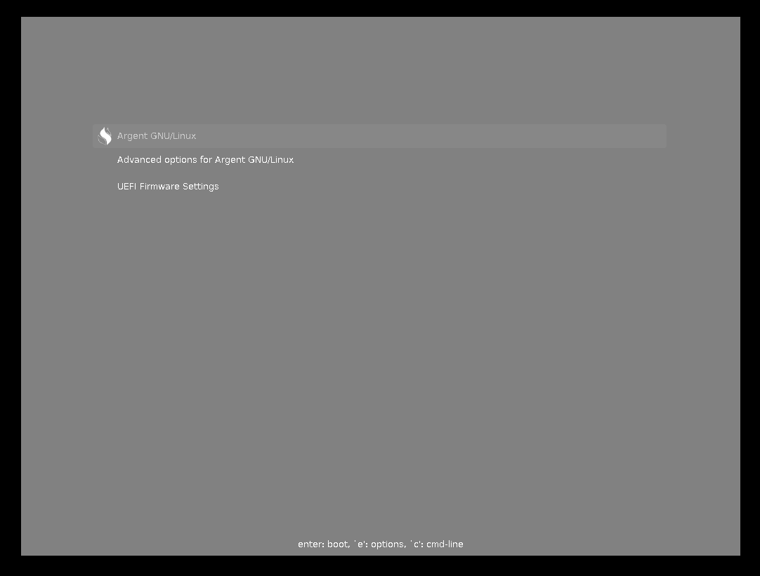 The Argent boot menu